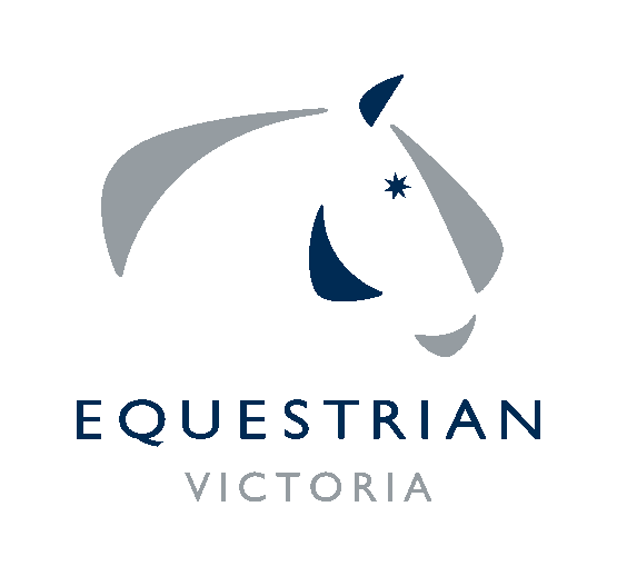 Logo of Equestrian Victoria featuring a stylized horse's head in shades of gray and blue with the text "EQUESTRIAN VICTORIA" below.