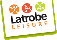 Latrobe Leisure logo featuring colorful circular icons representing leisure activities, with "Latrobe LEISURE" in bold text.