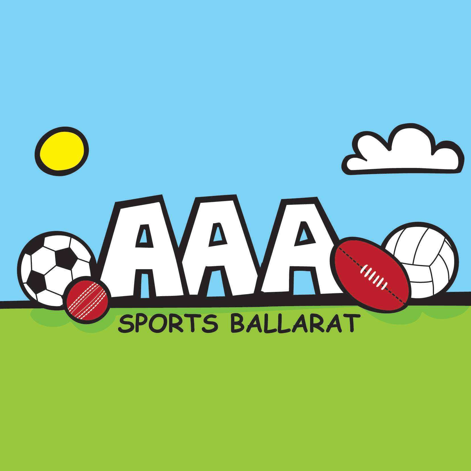 letters AAA in white with outline and green and blue background with balls.