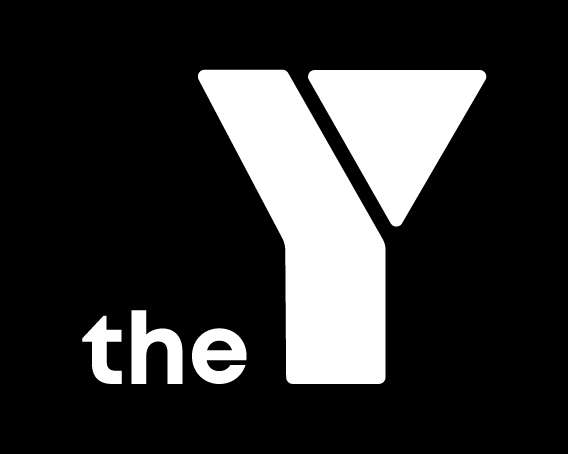 White 'Y' logo on a black background, with the text "the Y" beside it, representing the YMCA organization.