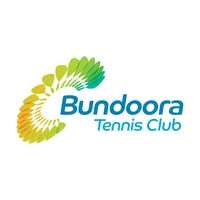 Blue and Green text on white background with a shape like a tennis ball.