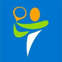 many blue tennis courts with lights and black fencing.