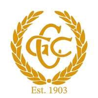 A gold crest with text on white background.