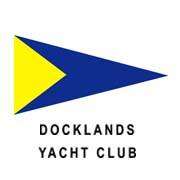 Blue and yellow sail shape with black text on white background.