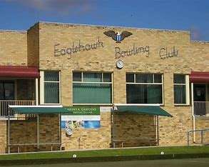 Exterior view of the Eaglehawk Bowling Club featuring brick walls, windows, and an awning with a sign.