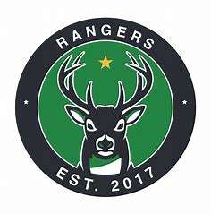 Circular logo featuring a stylized deer head with antlers, surrounded by green and black, labeled "Rangers EST. 2017" and a star above.