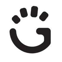 Black logo on white background