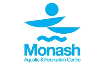 Logo of Monash Aquatic & Recreation Centre featuring stylized blue waves, boats, and a sun against a white background.