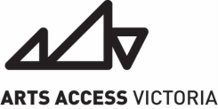 The Logo for Arts Access Victoria, featuring three triangles