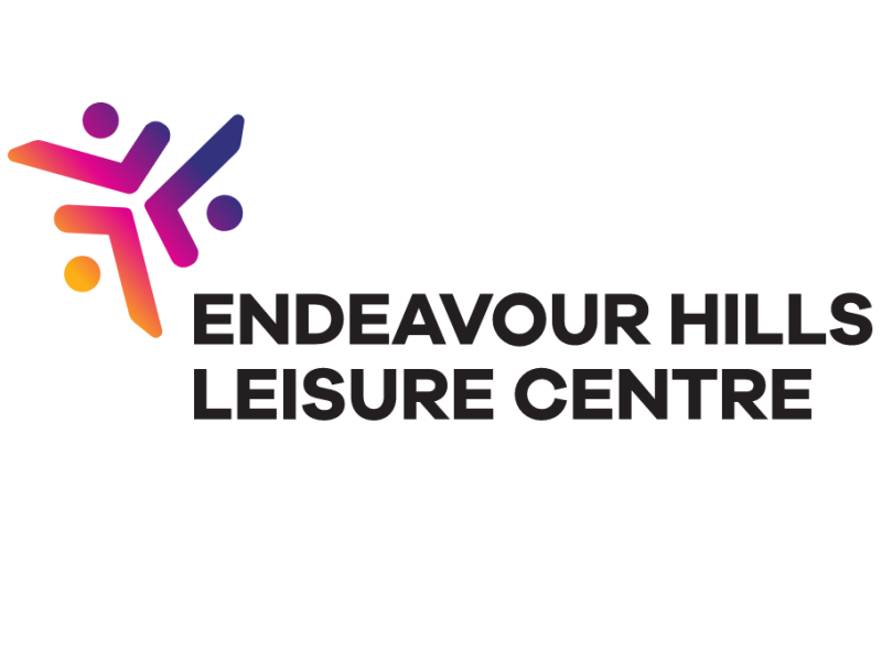 Logo of Endeavour Hills Leisure Centre featuring vibrant colors and dynamic shapes, with the center's name prominently displayed.