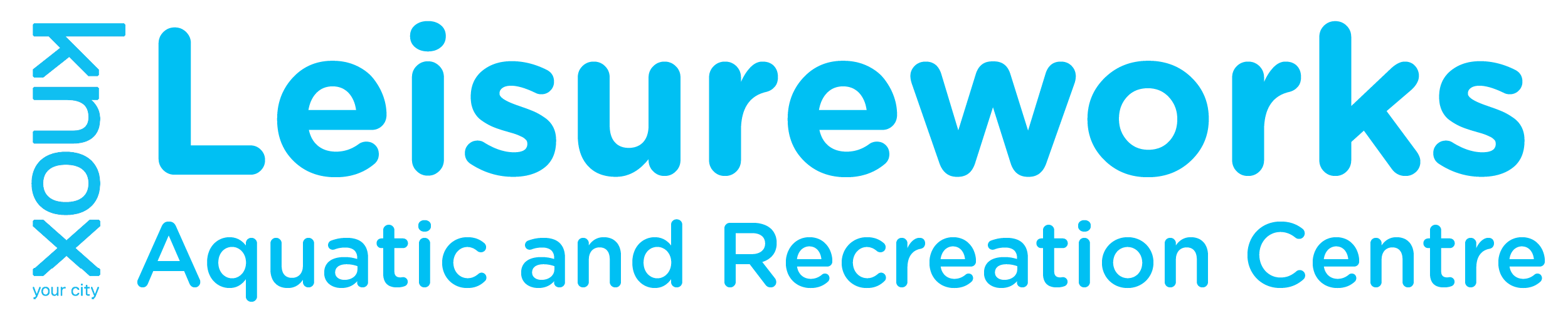 Logo of Leisureworks Aquatic and Recreation Centre featuring bold blue text on a white background.