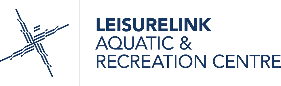 Logo of LeisureLink Aquatic & Recreation Centre featuring a blue starburst design and text in a modern font.