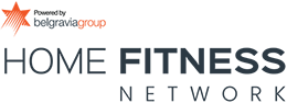 Logo of Home Fitness Network featuring bold typography with orange and gray colors, symbolizing health and wellness.