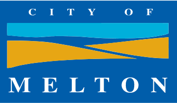 Blue background with yellow and blue shapes with white text.