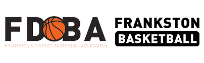 Logo of the Frankston & District Basketball Association (FDBA) featuring a basketball icon and the word "BASKETBALL."